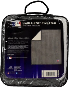 Northwest MLB Chicago Cubs Cable Knit Sweater Sherpa Throw Blanket New 50" x 60" - Picture 1 of 8