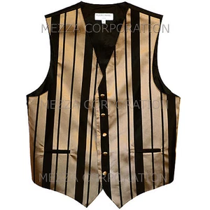 Nuevo Chaleco Esmoquin Para Hombre Chaleco Rayas Solo Formal Boda Fiesta Negro Mocca - Imagen 1 de 2
