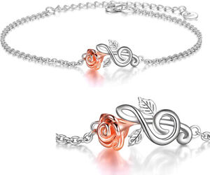 New Fashion Womens Exquisite Rose Gold Small Flower Silver Bracelet Jewelry Gift