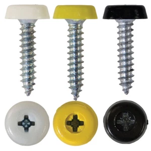 Number Plate Fasteners Self-Tappers Plastic Head 4.8 x 24mm White/Black/Yellow - Picture 1 of 8