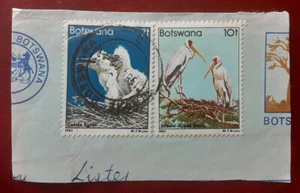 BOTSWANA 1982 7t 10t Used Birds on Piece Egret Stork Scott 309, 11 F 5005-1 - Picture 1 of 2