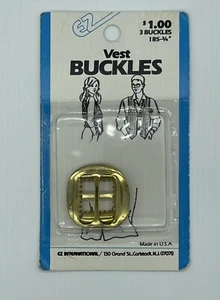 Vintage EZ International 3 Pc 3/4" Vest Buckles Packages Gold Tone Made In USA - Picture 1 of 2