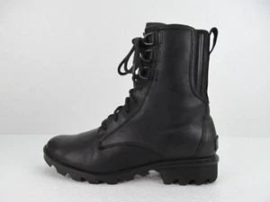 Sorel Women's Phoenix Lace Combat Boots Black Leather Size 9 - Picture 1 of 12