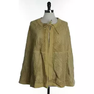 IMAN NEW Womens M/L Khaki Eyelet Suede Tie Neck Hook & Eye Fully Lined Sale $250 - Picture 1 of 4