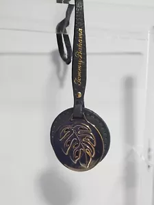 TOMMY BAHAMA Dark Gray Pebble Leather Gold Handbag/ Purse Hang Tag Fob - Picture 1 of 3