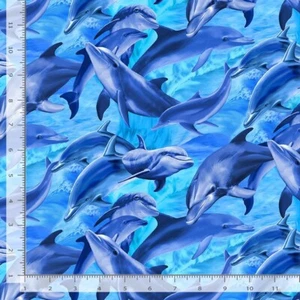 Sea Dolphin Dolphins Deep Blue CD1975 Timeless Treasures Durable Cotton Fabric - Picture 1 of 1