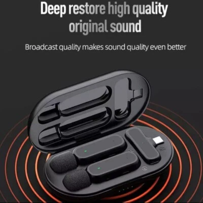 Wireless HD Radio Live Microphone K61 Dual Mic 20 Meters for Mobile Phone ...238 - Image 1 of 4