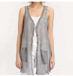 Eileen Fisher Linen Metallic Sweater Vest Size Small Open Knit - Picture 1 of 8