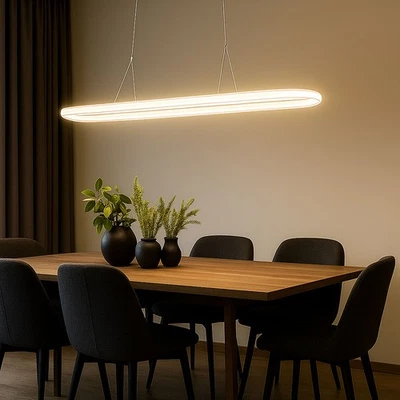 Lampada A Sospensione LED Per Tavolo Da Pranzo Cromata Per Soggiorno - Immagine 1 di 4