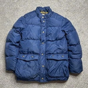 VTG 80s Eddie Bauer Mens Goose Down Puffer Winter Coat Jacket small Blue - Picture 1 of 12