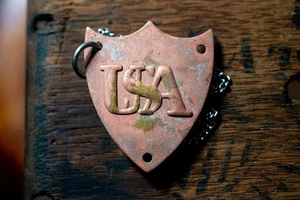 Rare Custom Necklace made w Original 1860s USA Civil War Copper Saddle Tag Made - Picture 1 of 5