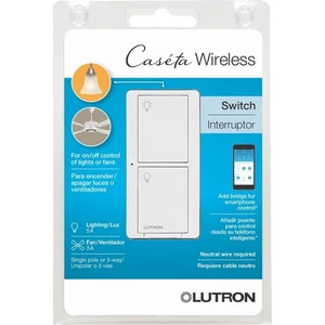 Lutron Original SMART SWITCH by Caseta, For Lights5A & Fans3A (PD-5ANS-WH-R) - Picture 1 of 3