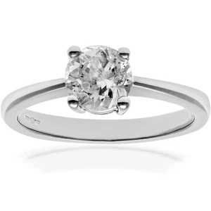 Platinum Jewelco London Round 1ct Diamond 4 Claw Solitaire Engagement Ring - Picture 1 of 5