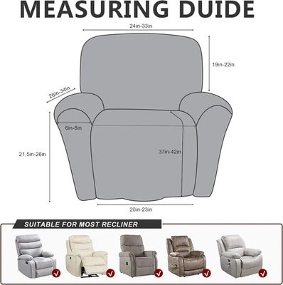 Leather Like Recliner Chair Covers Heavy Duty, 4 Pieces Lazy Boy Recliner Cover - Image 1 of 4