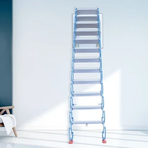 ??12 Steps Loft Wall Folding Pulldown Attic Ceiling Ladder Stairs 1102.3 lbs - Picture 1 of 9
