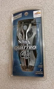 Schick Quattro 4 Blades Razor with 2 Replacement Cartridges NEW  - Picture 1 of 5