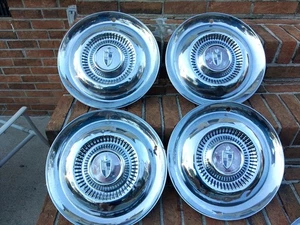 FOUR  1956 1957 LINCOLN MARK CONTINENTAL PREMIER TOWN CAR HUBCAPS WHEEL COVERS - Picture 1 of 7