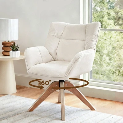 Artiss Swivel Chair Armchair Nursing Lounge Rocker Accent Chairs Velvet White - image 1 of 4