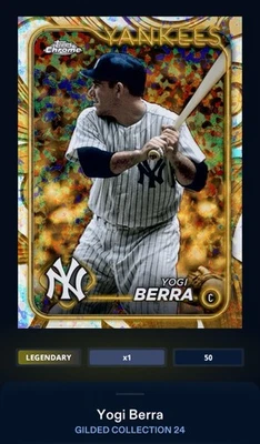 TOPPS BUNT DORADO 25 - Yogi Berra LEGENDARIO 50cc Mini-Diamante Nueva York TARJETA DIGITAL Foto 1 de 3