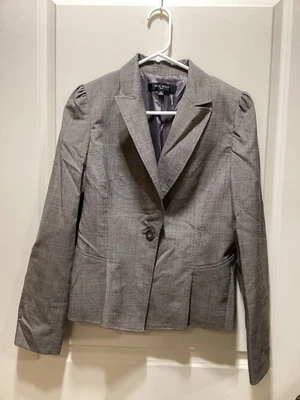 Chaqueta Blazer Traje Nine West, Botón Único, Gris A Cuadros, Talla 4 Foto 1 de 3