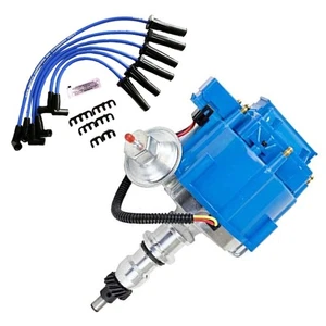 HEI Distributor Blue Cap, Spark Plug Wires Set and Pigtail Wiring Harness Kit - Picture 1 of 8