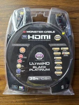 Monster - Black Platinum Line 35' 4K Ultra HD In-Wall HDMI Cable Black New!!! - Image 1 of 2
