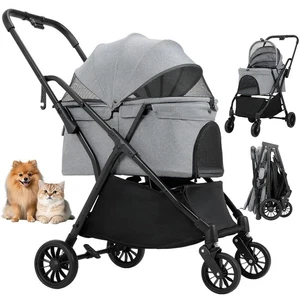 One-Touch Faltbarer Hundebuggy Hundewagen Buggy Kleine Hunde,Katzen Pet Stroller - Bild 1 von 18