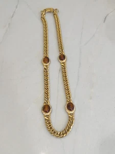 Ciner de colección?? Collar llamativo tono dorado ojo de tigre centro estrás - Imagen 1 de 17