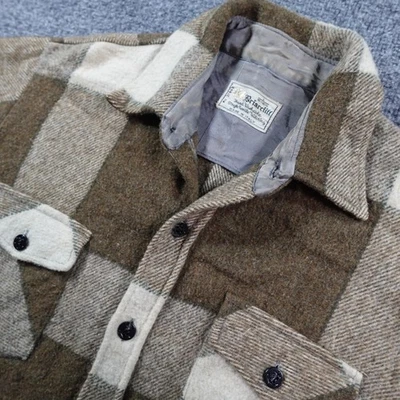 Camisa Briarcliff Vintage Años 60 Hombres L Marrón A Cuadros Lana Italia Ropa de Trabajo 14603 Foto 1 de 4
