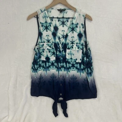 Camiseta sin mangas Rock Republic para mujer sin mangas tinte corbata frontal talla mediana Foto 1 de 4