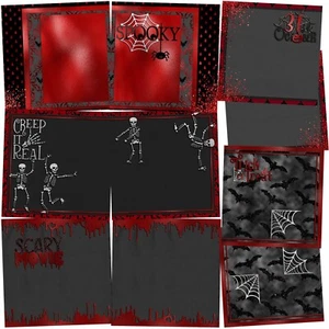 RED & BLACK HALLOWEEN NPM - Scrapbook Layout Set - Picture 1 of 6