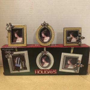 home for the holidays portraits ornaments Set Of 3 Metal Preowned  Beautiful - Picture 1 of 12