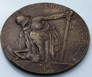 WWI Germania Bronze Medaille 1919 C. Magnette Freimaurer Francs-Macons G. Petit - Bild 1 von 12