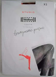 $49 NEW WOLFORD Red Rust/Black AMAZONIAN POISON 60DEN GLOSSY Look Tights XS - Picture 1 of 3
