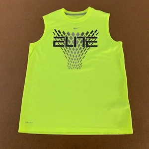 Nike Dri-Fit Youth Large Bright Green Elite Graphic Crew Neck Sleeveless Tee - Picture 1 of 11