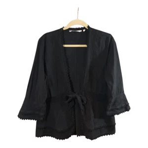 Soft Surroundings Las Cruces Embroidered Tie-waist Bell Sleeve Jacket Women's L - Picture 1 of 9