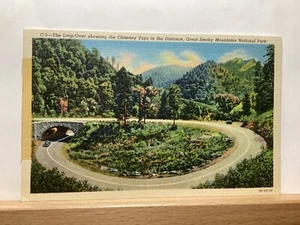 Loop-Over Showing Chimney Tops: Great Smoky Mountains - Vintage Postcard - Picture 1 of 3