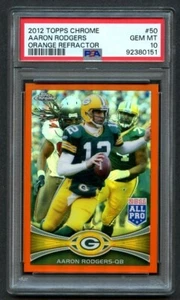 2012 Topps Chrome Orange Refractor AARON RODGERS #50 PSA 10 GEM MT GB Packers - Picture 1 of 2