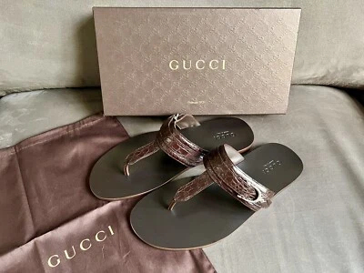 Nuevas Sandalias GUCCI Hombre Marrón Cocodrilo Horsebit Talla 13 Nuevas En Caja Foto 1 de 4