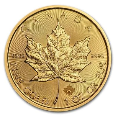 Hoja de arce de oro canadiense .9999 oro fino año aleatorio 1 oz. Moneda RCM $50 Foto 1 de 2