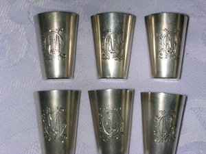 VINTAGE GERMAN CONTINENTAL 800 SILBER SECHSSCHUSSGLAS SET ""M"" von JULIUS HERZ - Bild 1 von 5