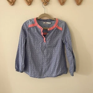 Vineyard Vines Girls Dot Stripe Chambray Embroidered Popover XS (5-6) - Picture 1 of 5