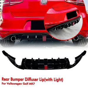 Gloss Black Rear Bumper Diffuser Lip For Volkswagen Golf 7 MK7 Bodykit W/ Light - Picture 1 of 8