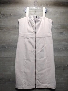 Bold Elements Blush Pink Full Zipped Denim Tank Midi Dress, Fitted Size XL Neu mit Etikett - Bild 1 von 12