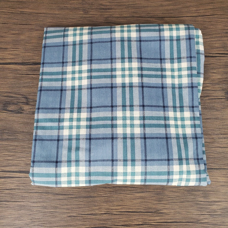 SureFit Inc Canyon Plaid - Blue Cotton/Poly Ottoman Cover 28" x 26" x 18" - Image 1 of 2