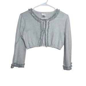 American Girl Sweater Girl's Large Gray Metallic Shrug Cardigan Knit - Picture 1 of 7