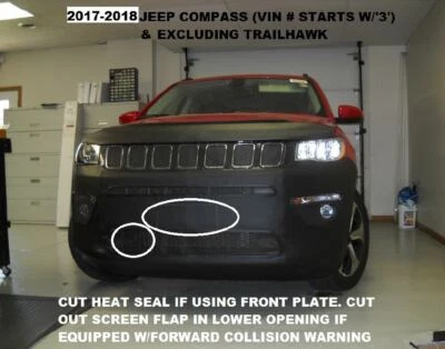 Máscara de sujetador con cubierta frontal Lebra para Jeep Compass 2017-2021 excluyendo Trail Hawk Foto 1 de 3