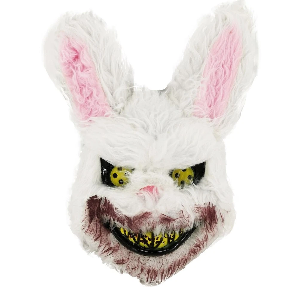 Killer flauschige Häschen Maske Halloween Horror weiß Hase Kostüm - Bild 1 von 1