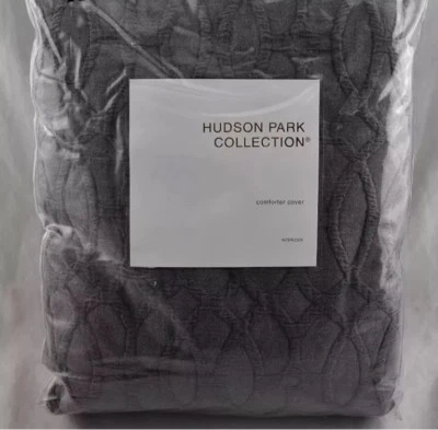 Hudson Park Interlock KING Duvet Cover +(2) King  Pillowsham Set, Charcoal Gray - Image 1 of 4