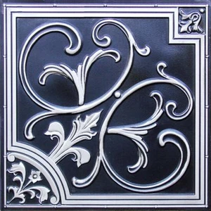 # 204 - Antique Silver 2'x2' PVC Faux Tin Decorative Ceiling Tile Glue Up/Grid - Picture 1 of 2